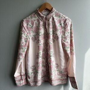 cupcakes & cashmere Pink Floral Collared Top